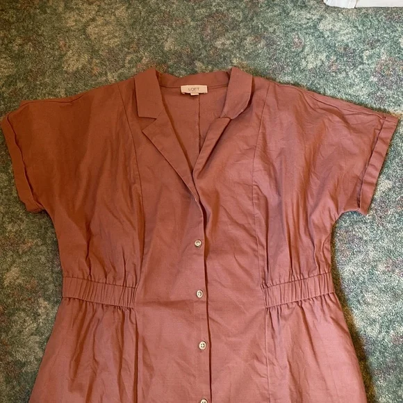 LOFT Mauve Button-Down Dress - Picture 2 of 9